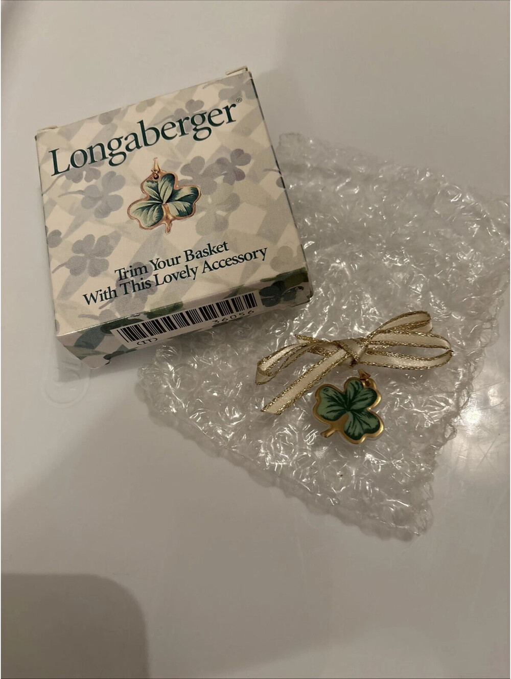 Longaberger St. Patrick's Lots of Luck basket tie on basket NEW clover shamrock